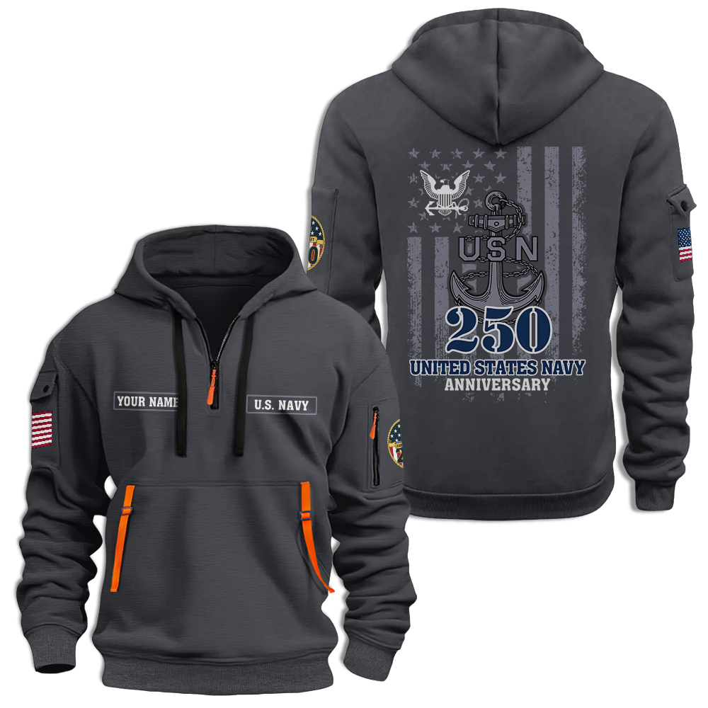 Navy 250th Anniversary Quarter Zip Hoodie