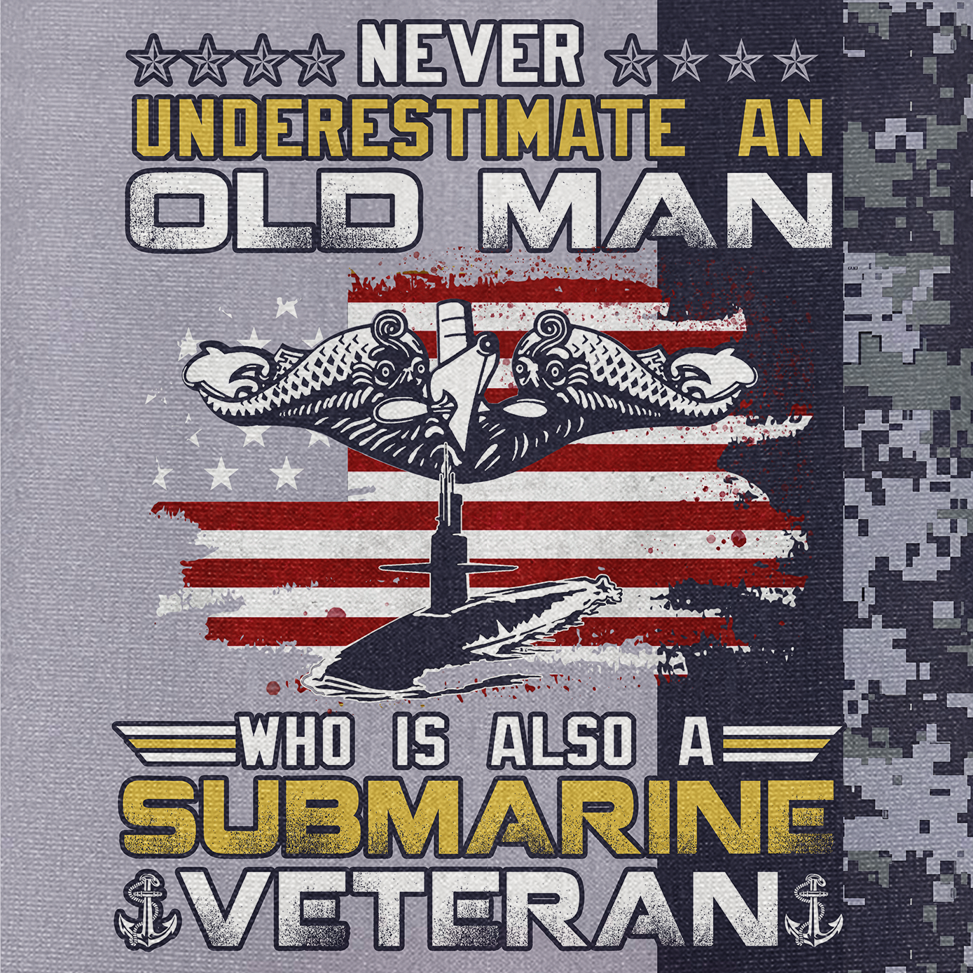 Navy Submarine Never Underestimate An Old Man Cuban Shirt
