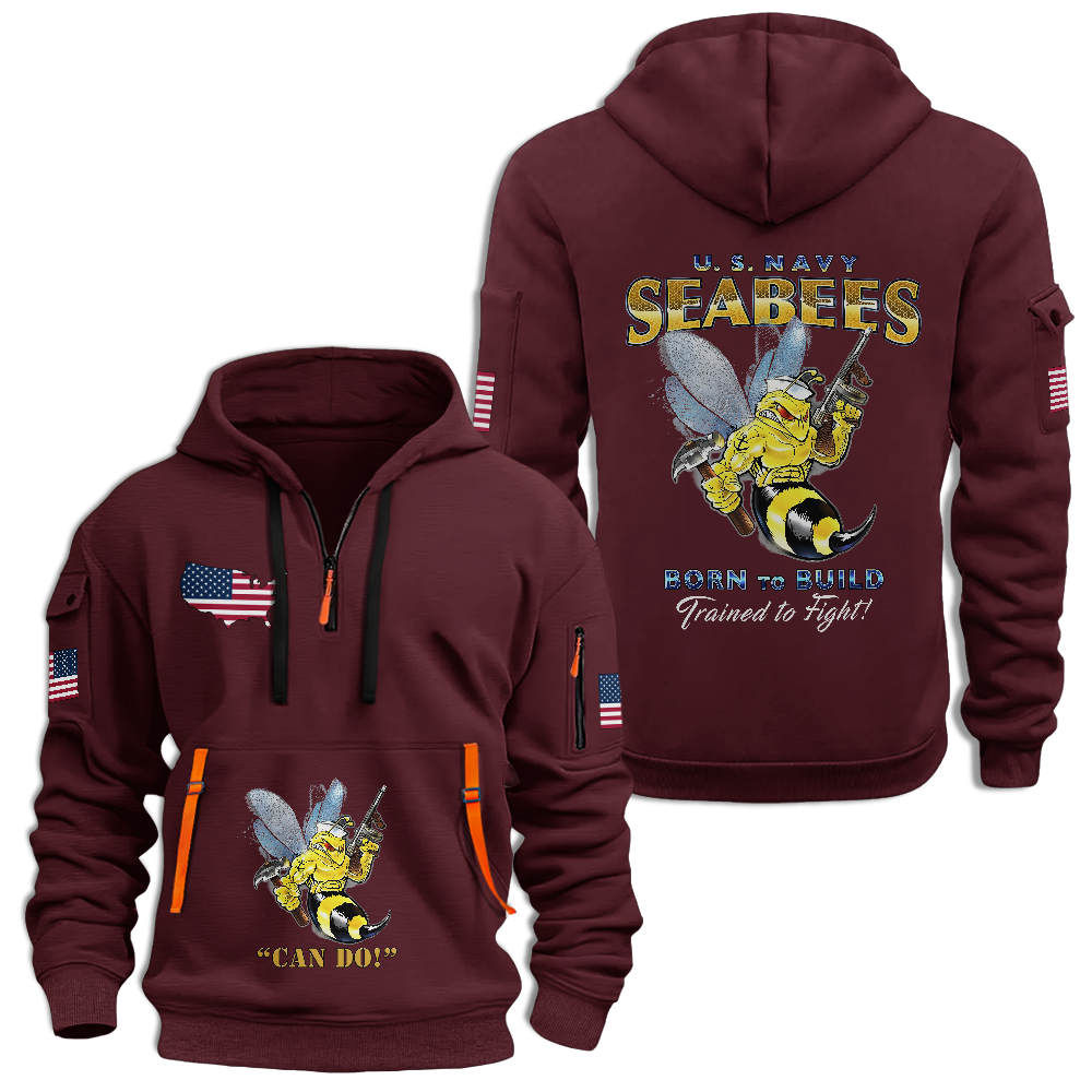 Navy Seabees We Build We Fight Quarter Zip Hoodie