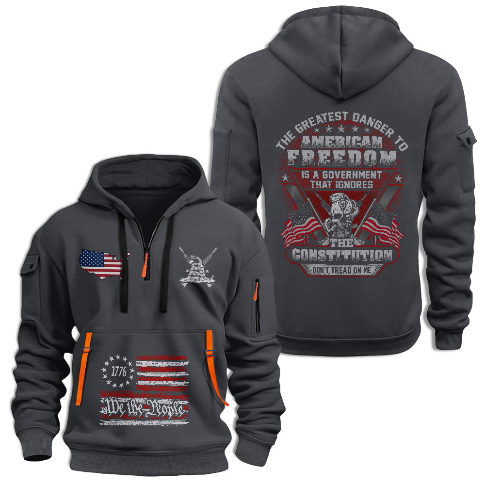 The Greatest Danger To American Freedom Quarter Zip Hoodie