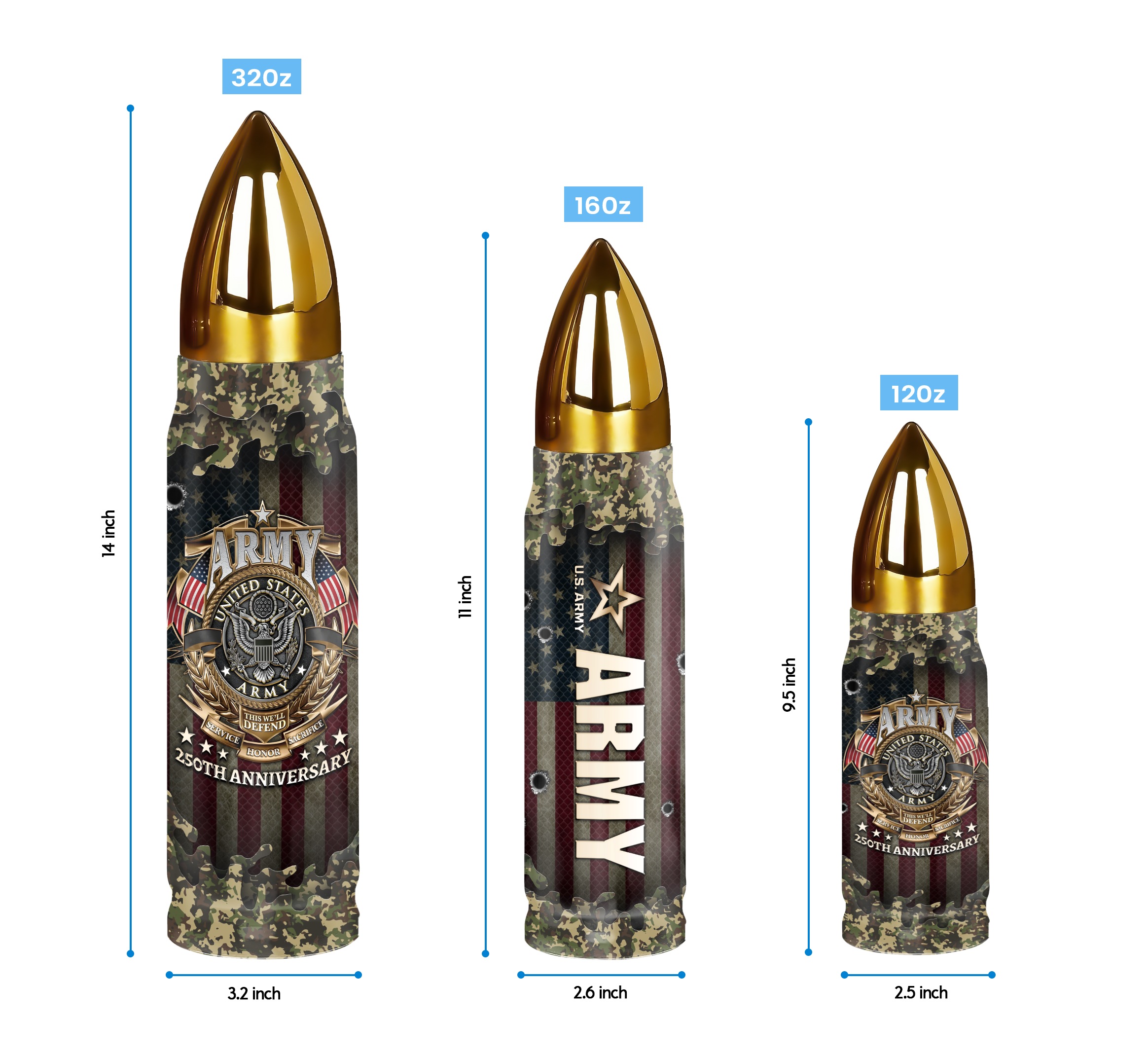 Army 250th Anniversary Bullet Tumbler