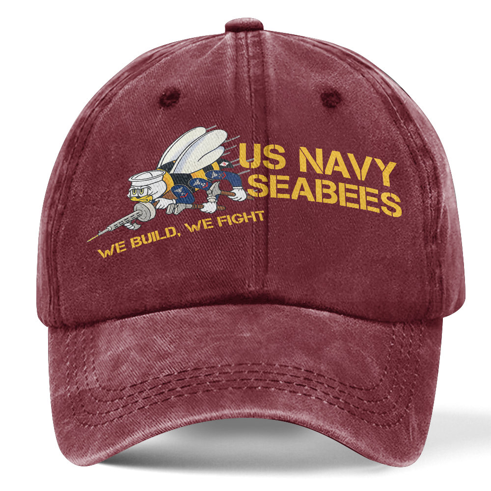Personalizable Navy Seabee Washed Cap