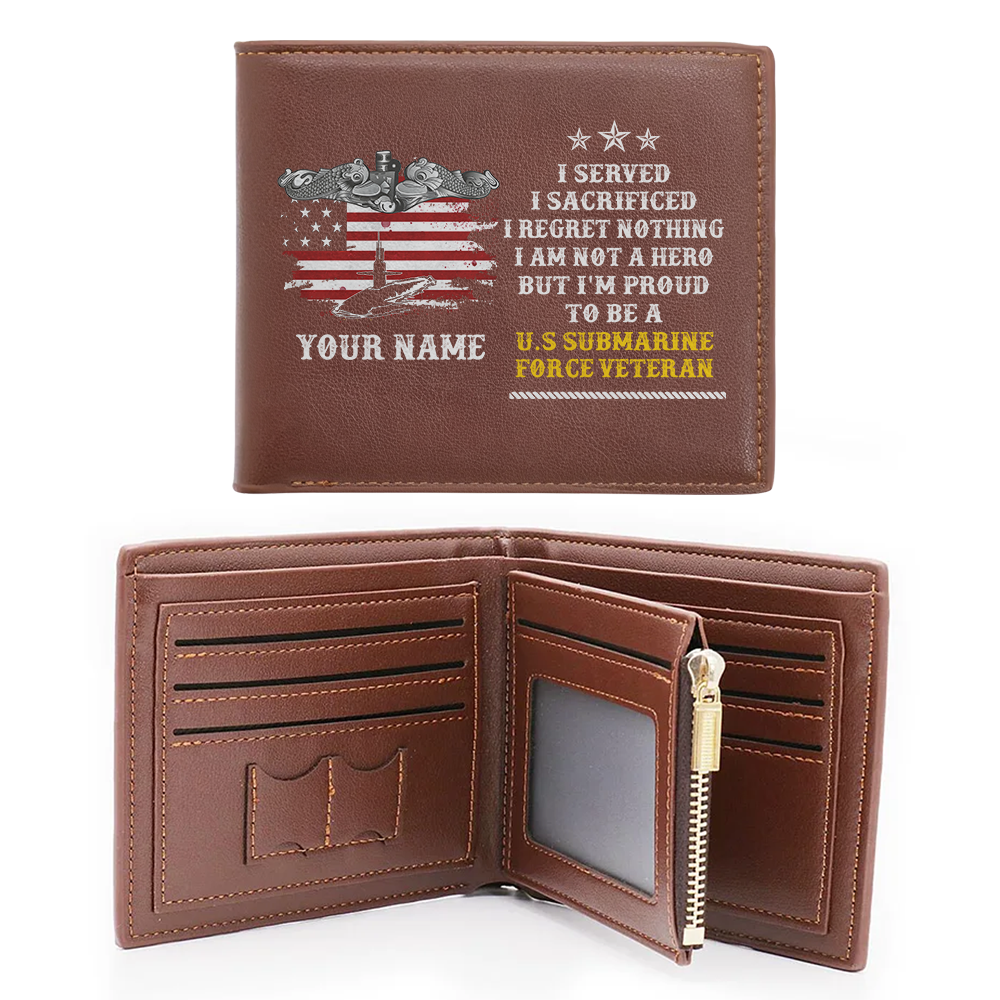 Personalizable Submarine Force Veteran Leather Wallet