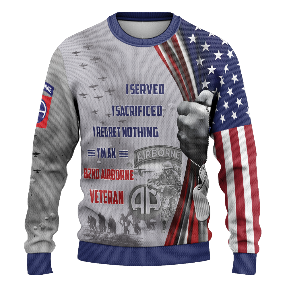 Served Sacrificed Regret Nothing Airborne Knitted Sweatshirt