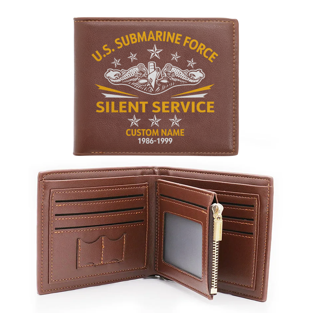 Personalizable Submarine Force Silent Service Leather Wallet