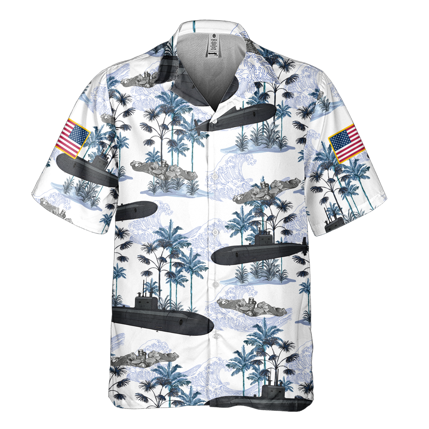 Navy Submarine Tropical Cuban Shirt
