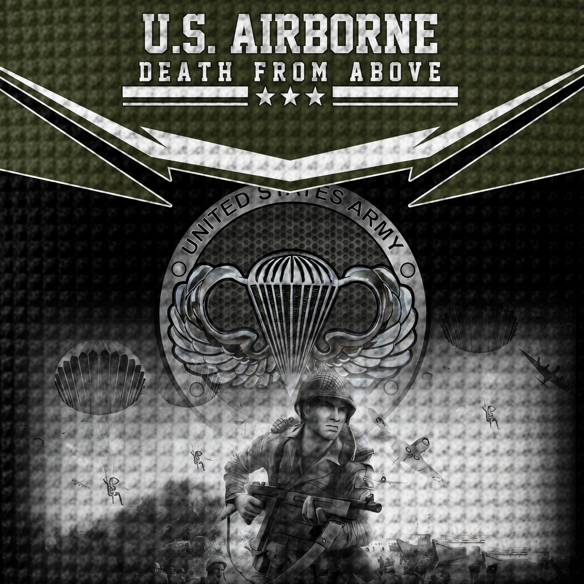 Personalizable Airborne Death From Above Quarter Zip Waffle Hoodie