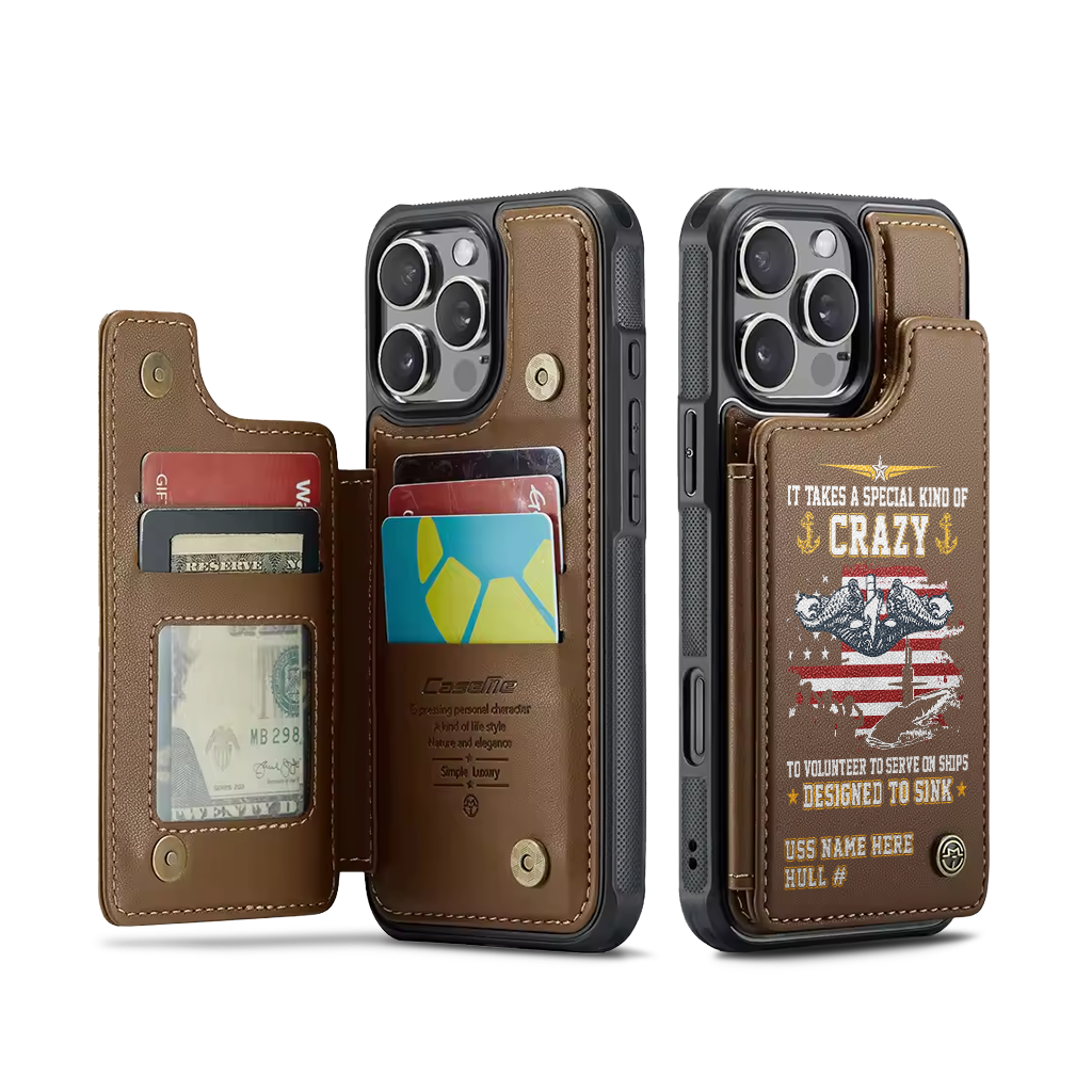 Personalizable Navy Submarine Serve On Ships Designed To Sink Wallet Phone Case