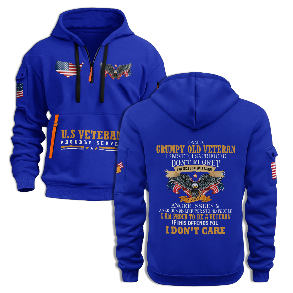 I Am A Grumpy Old Veteran Quarter Zip Hoodie