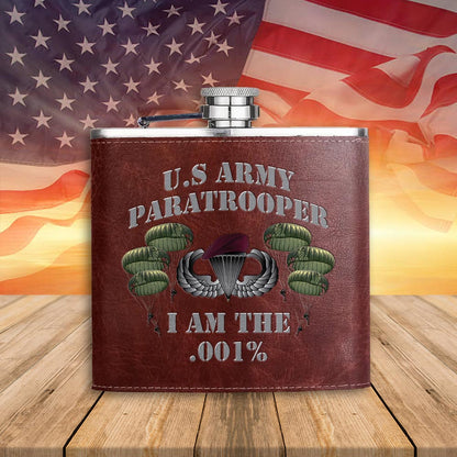 Airborne Army Paratrooper I'm the .001% Leather Flask