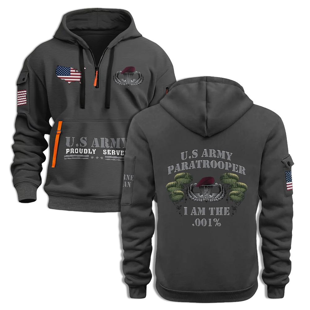 Airborne Paratrooper I Am .001% Quarter Zip Hoodie