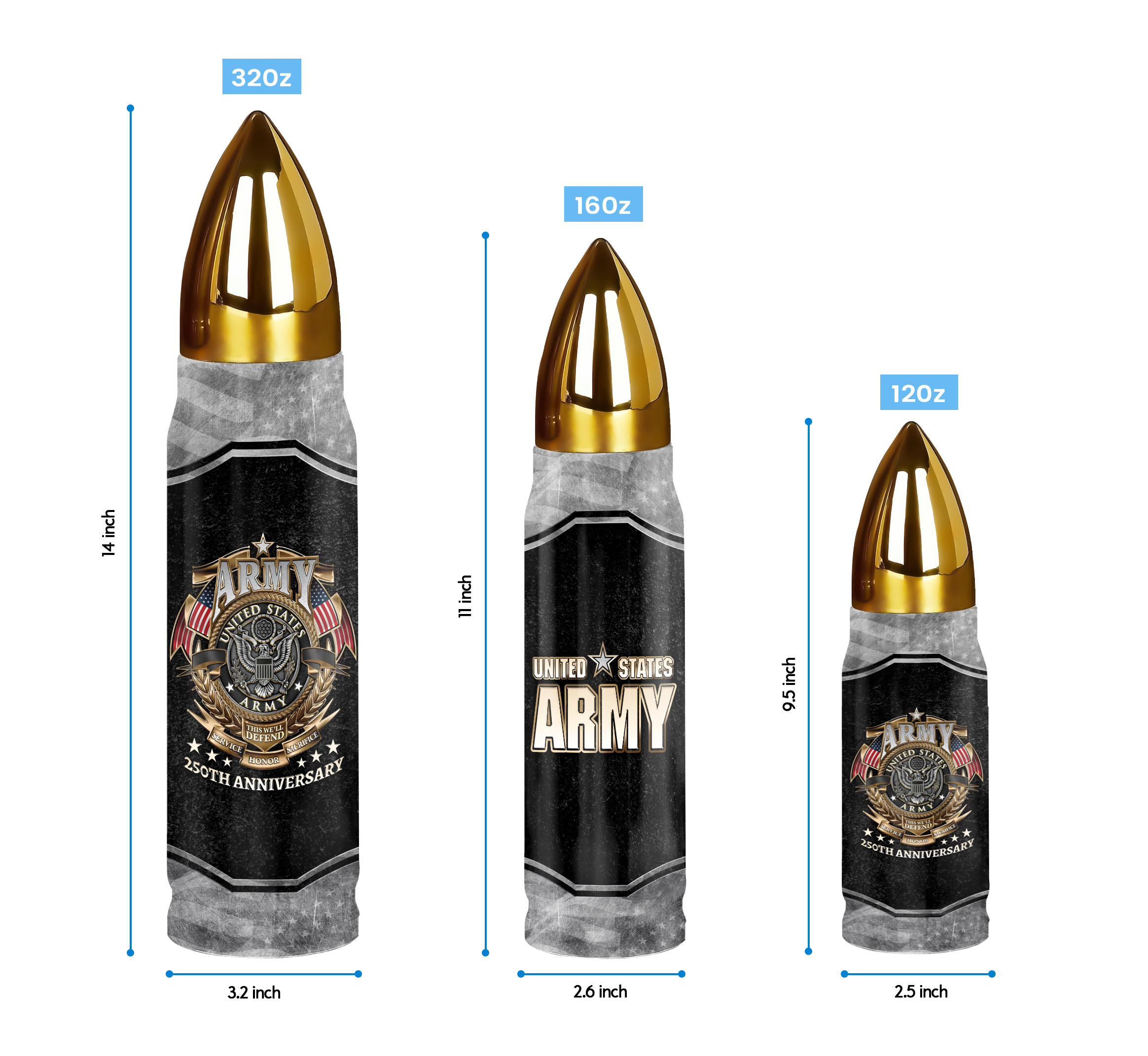 Army 250th Anniversary Bullet Tumbler