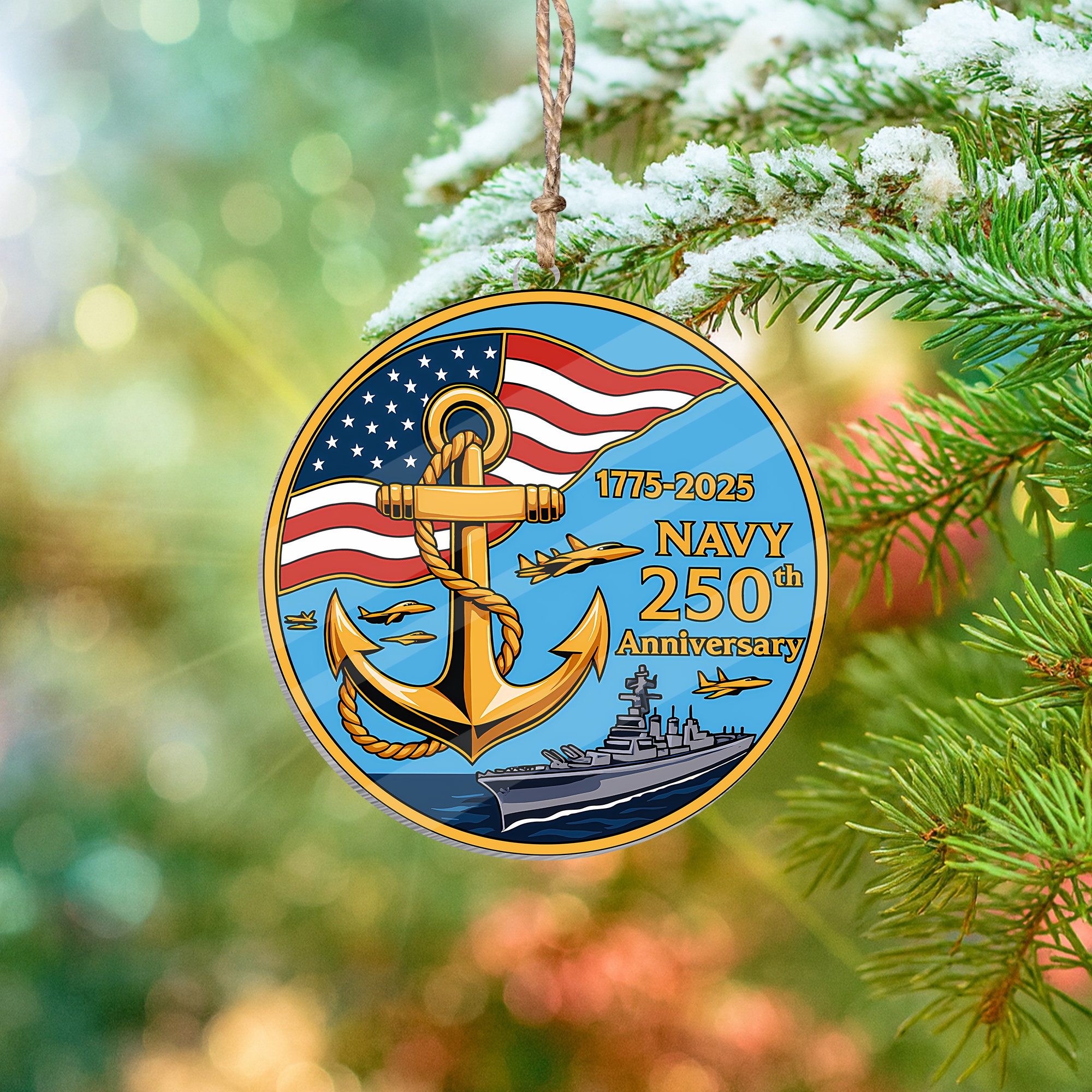 Navy 250th Anniversary Acrylic Ornament