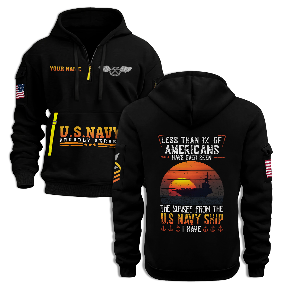 Less Than 1% Sunset Personalizable Quarter Zip Hoodie