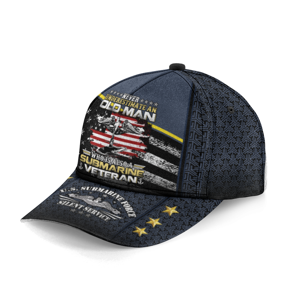 Never Underestimate An Old Man Navy Submarine Classic Cap