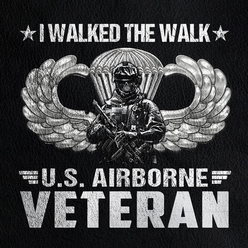 Airborne Veteran I Walked The Walk Leather Yellow Fleece Jacket