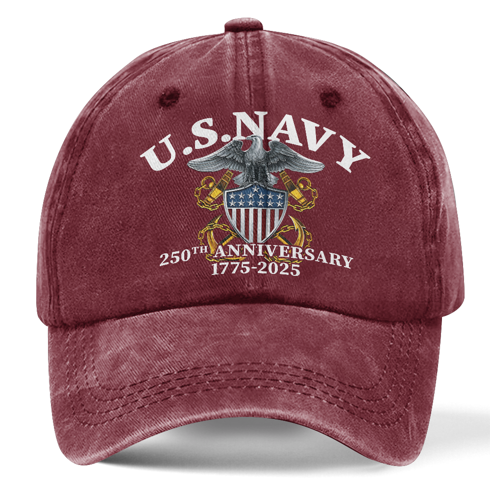 Personalizable Navy 250th Anniversary Washed Cap