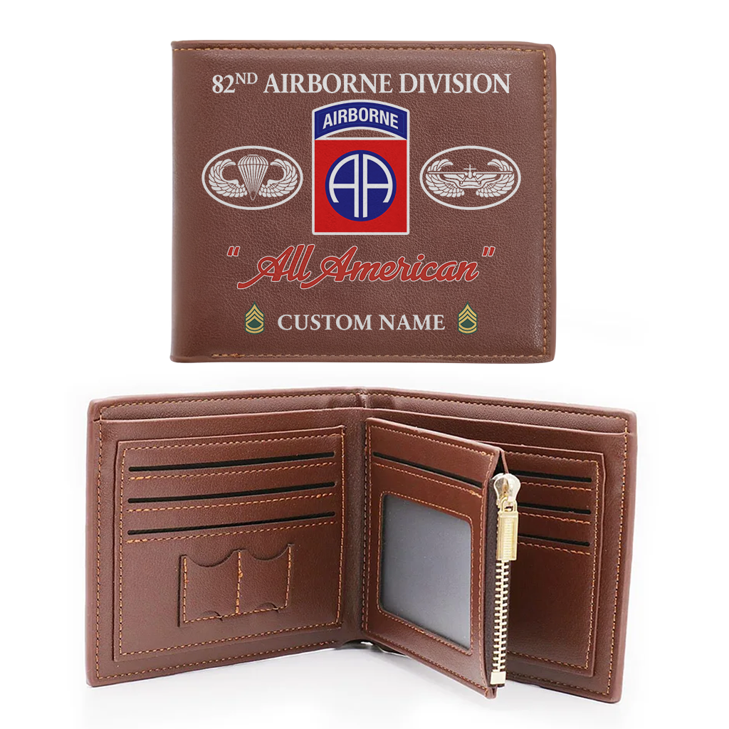 Personalizable 82nd Airborne Division Leather Wallet