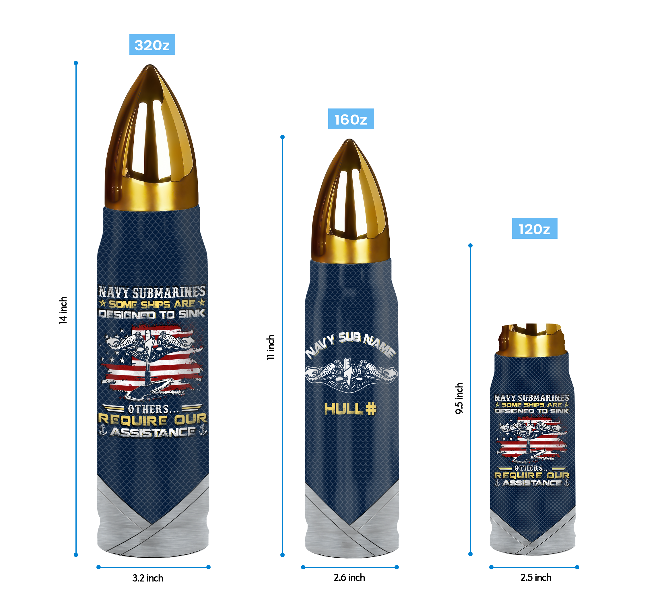 Navy Submarine Bullet Tumbler