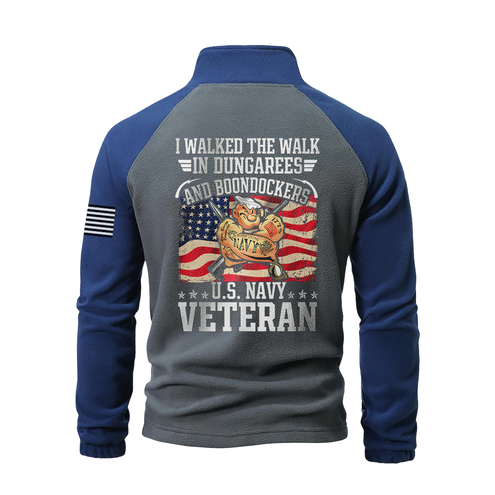 Navy I Walked The Walk In Dungarees Half-Zip Raglan Sweatshirt