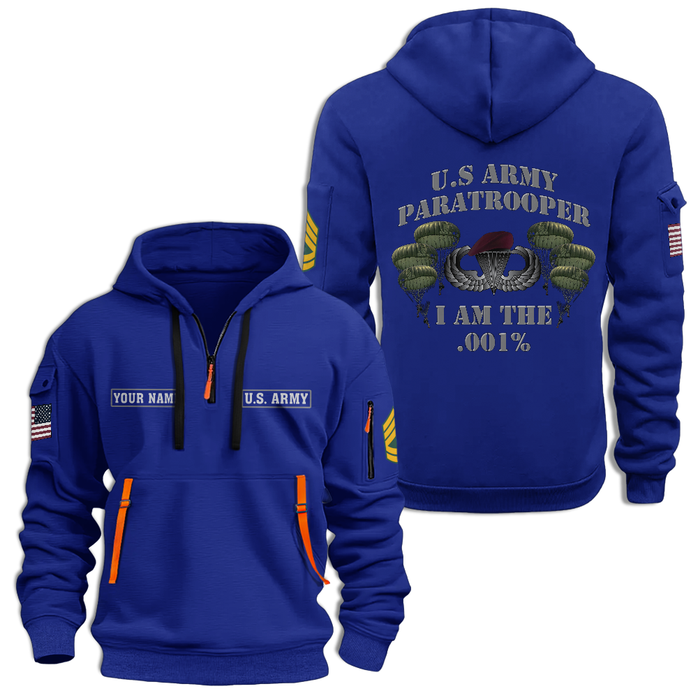 Personalizable Army Paratrooper I Am The .001% Quarter Zip Hoodie