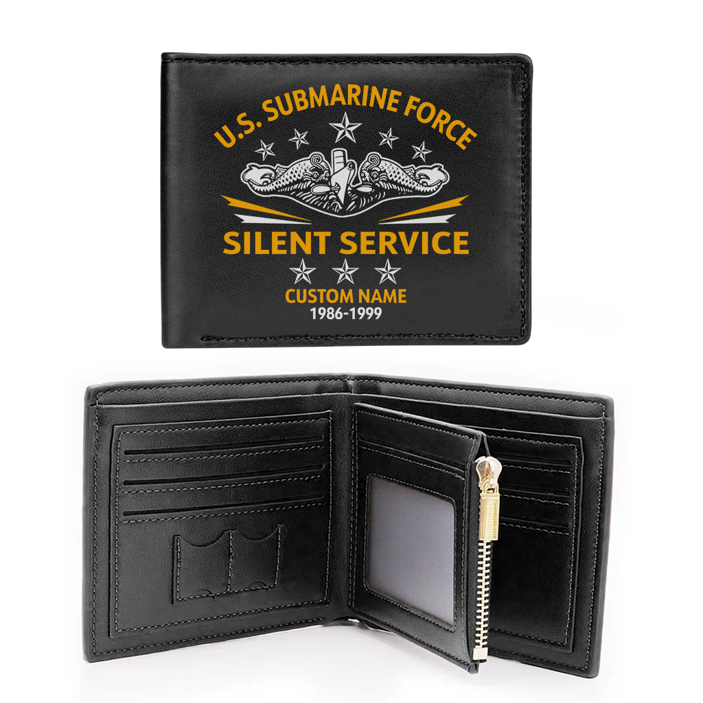 Personalizable Submarine Force Silent Service Leather Wallet