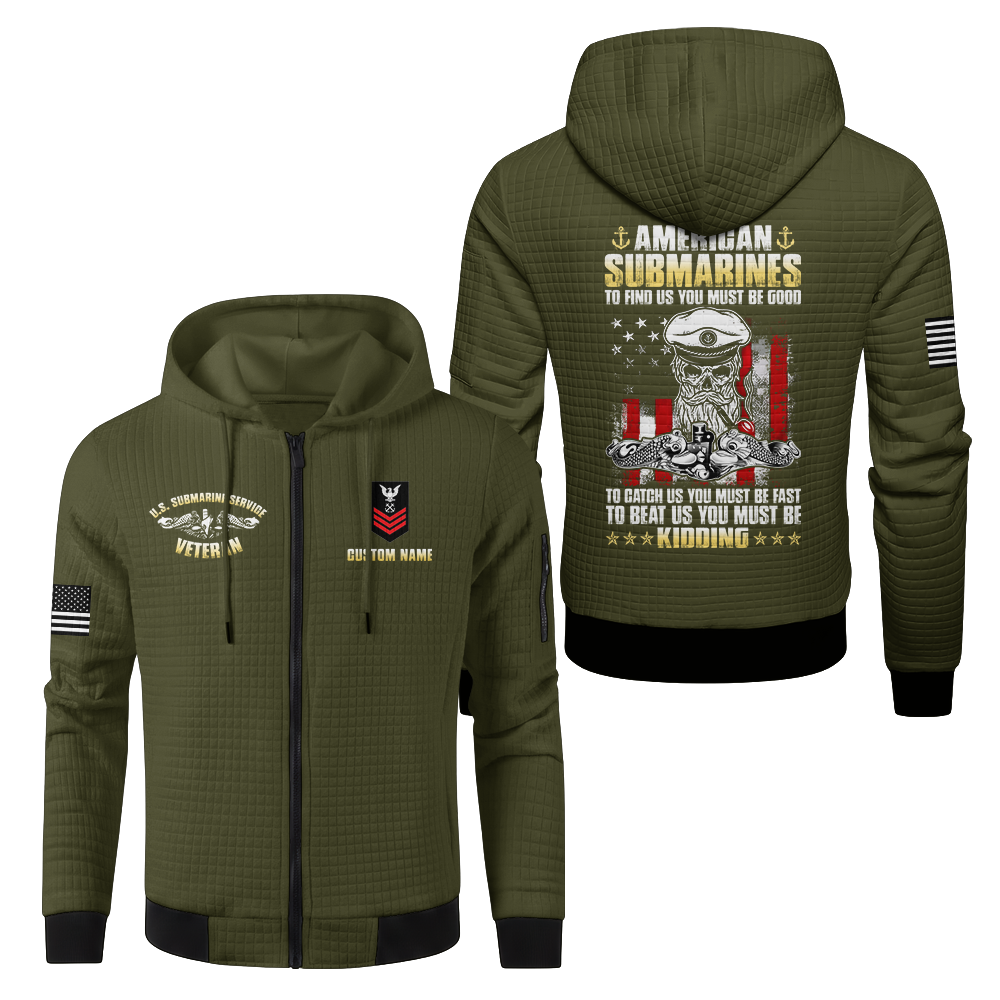 Personalizable Navy Submariner To Find Us You Must Be Good Waffle Hooded Jacket