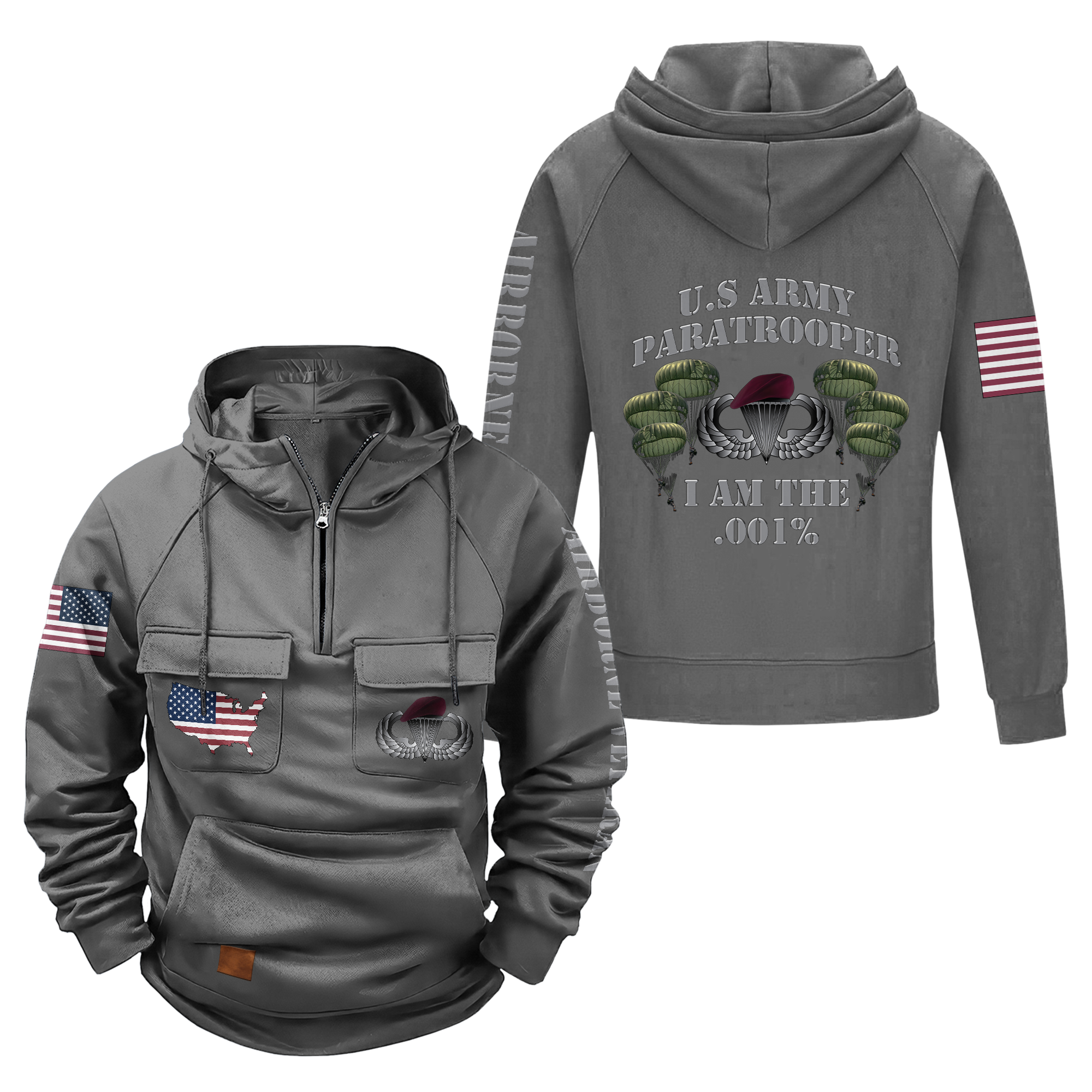 Paratrooper I Am The .001% Vintage Quarter Zip Hoodie