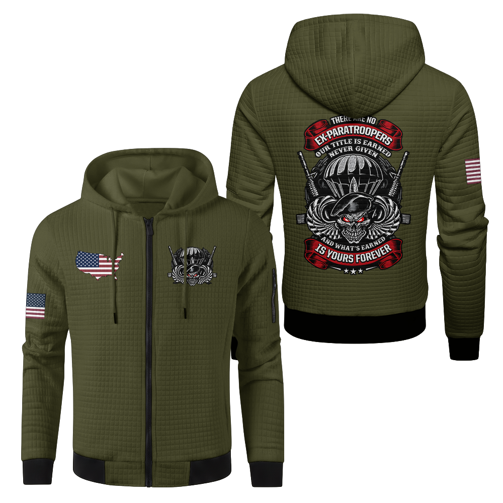 Airborne There Are No Ex-Paratroopers Waffle Hooded Jacket