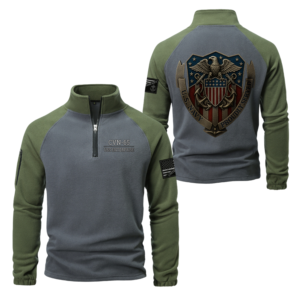 Personalizable Navy Proudly Served Half-Zip Raglan Sweatshirt