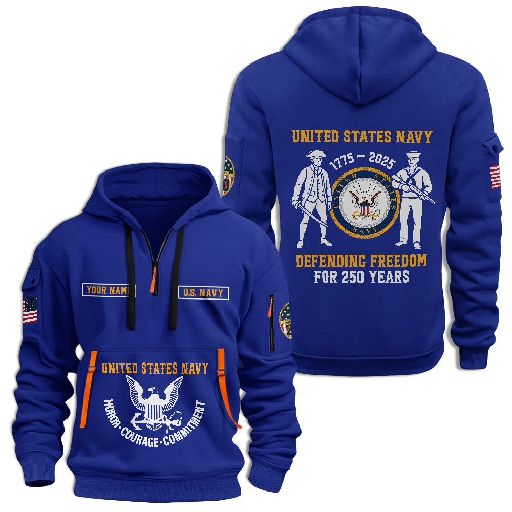 Personalizable Navy 250th Anniversary Quarter Zip Hoodie