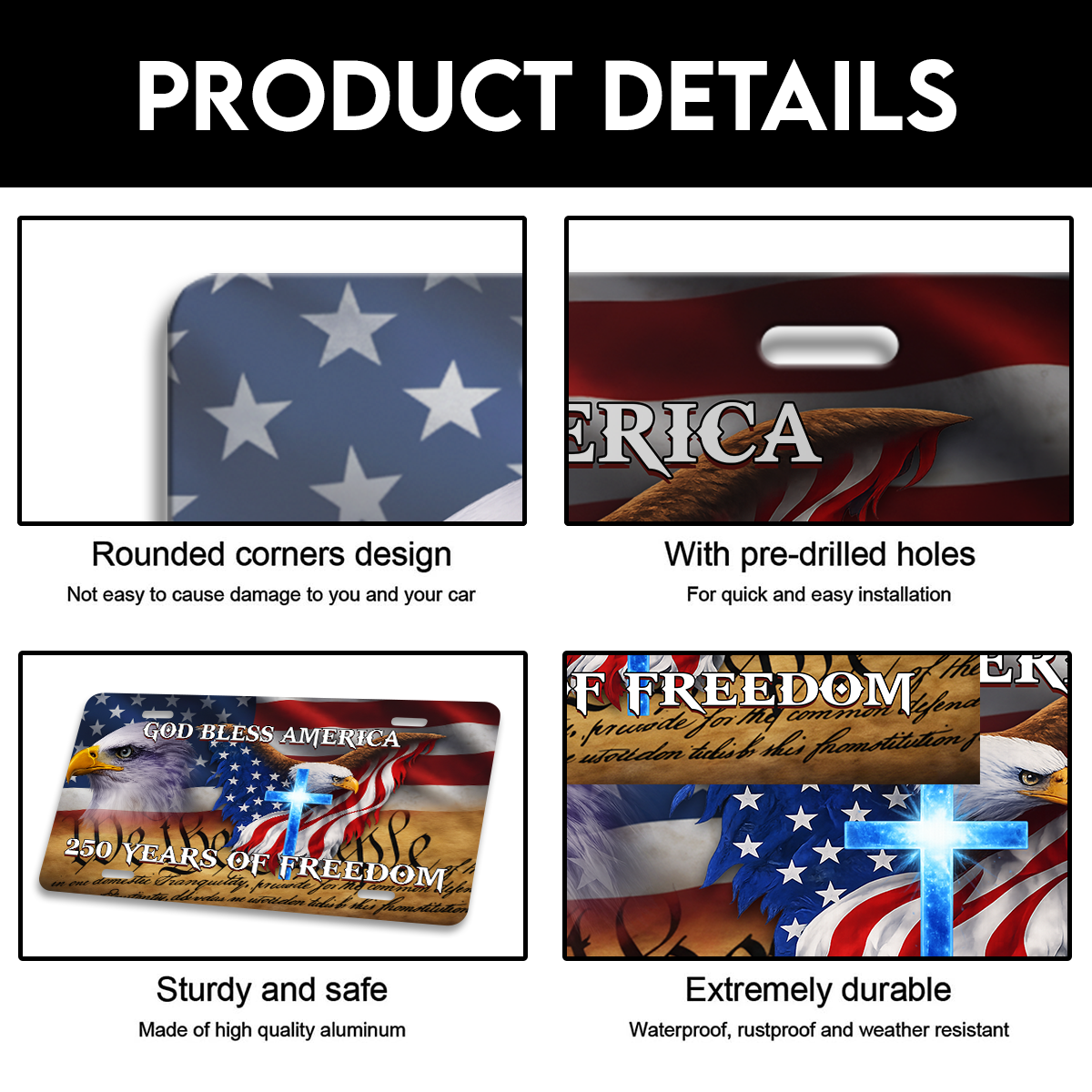 America 250 Years of Freedom Aluminum License Plate