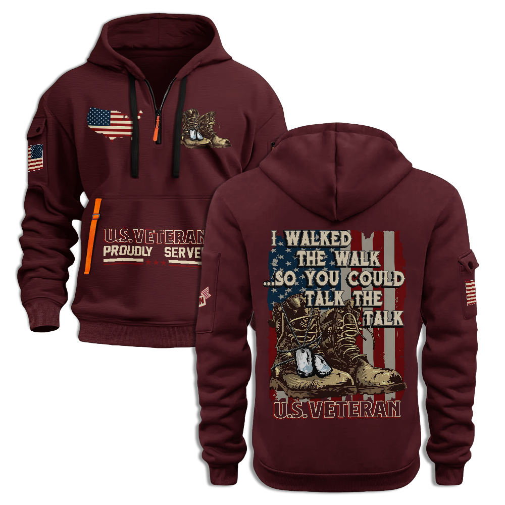 Veteran I Walked The Walk Quarter Zip Hoodie