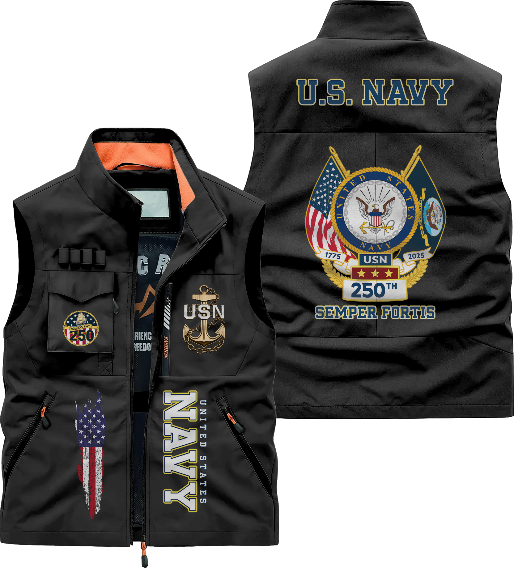 Navy 250th Anniversary Pocket Vest