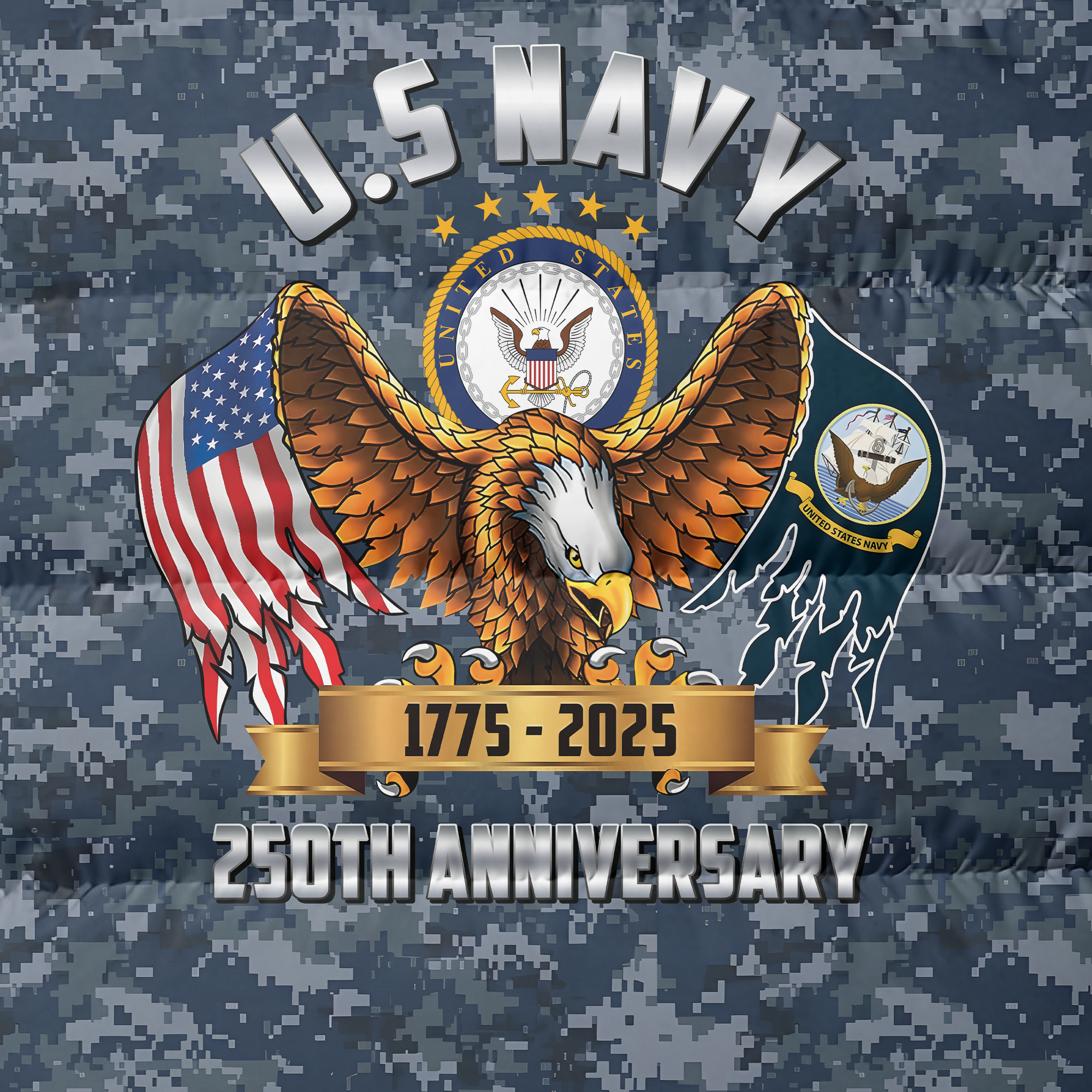 Navy 250th Anniversary Puffer Vest