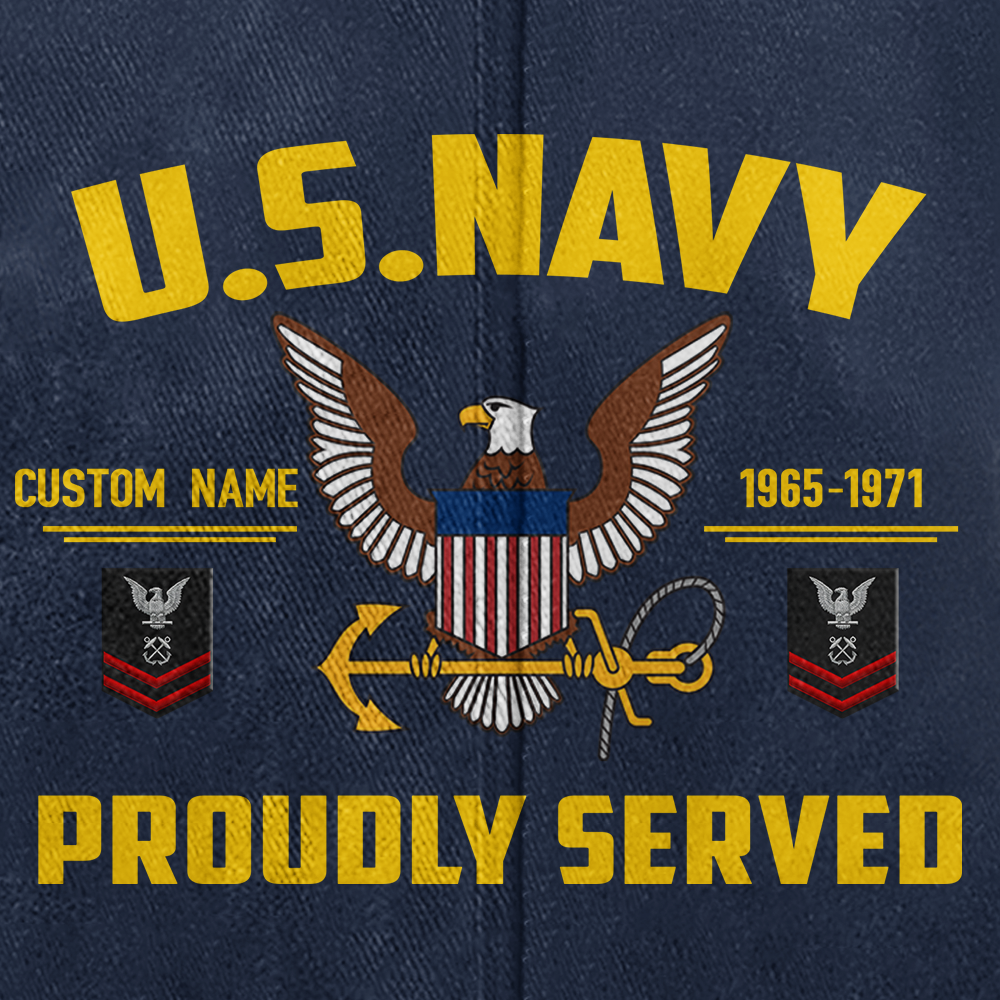 Personalized Navy Proudly Served Washed Cap