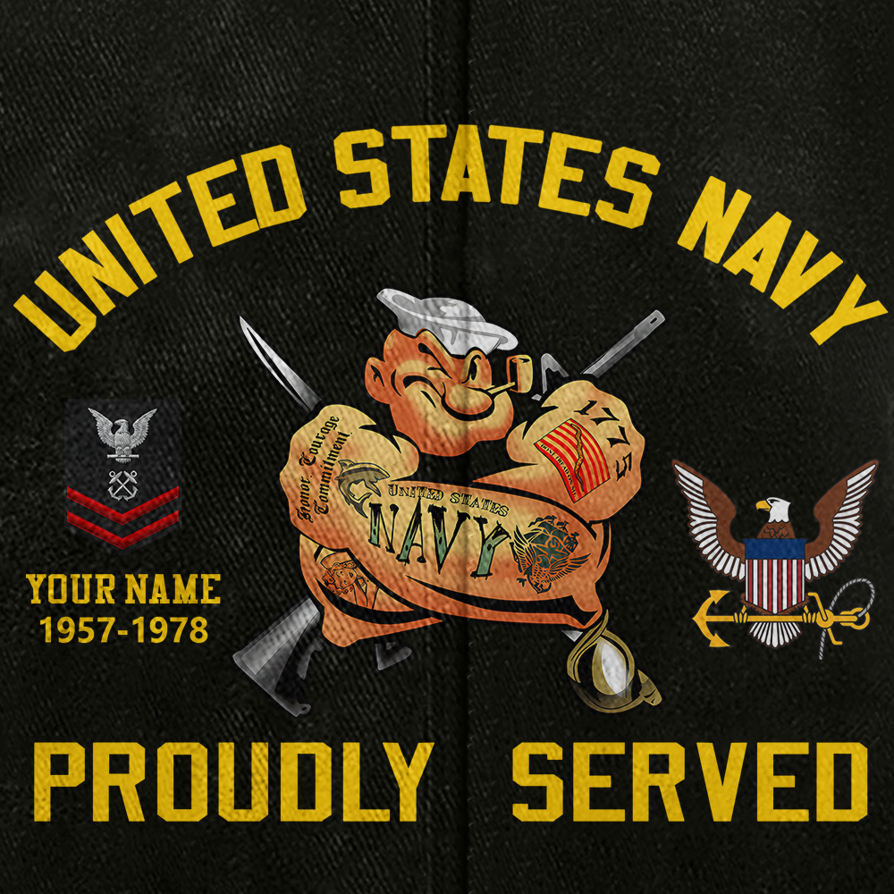 Personalized Navy Proudly Served Washed Cap