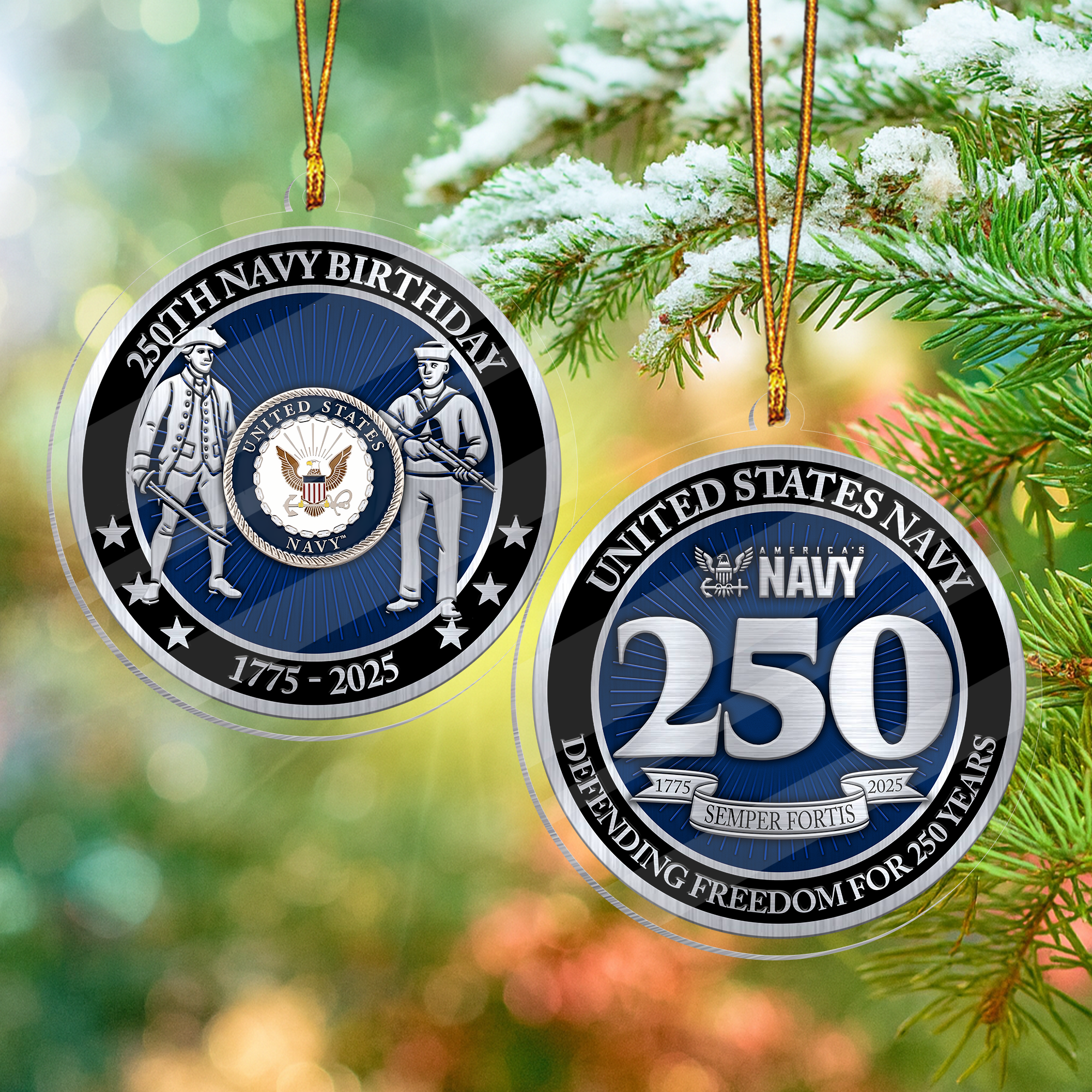 Navy 250th Anniversary Acrylic Ornament