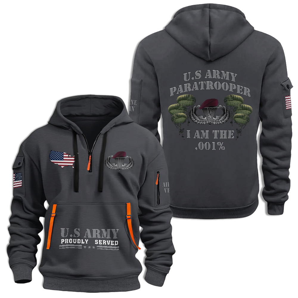 Airborne Paratrooper I Am .001% Quarter Zip Hoodie