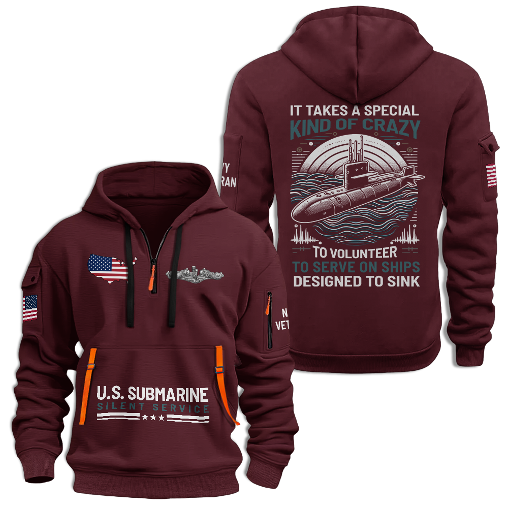 Navy Submarine Quarter Zip Hoodie