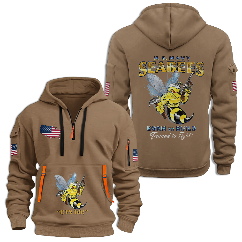 Navy Seabees We Build We Fight Quarter Zip Hoodie