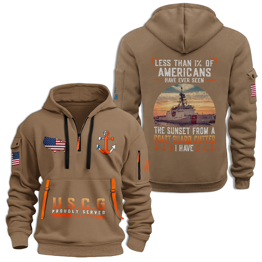 Less Than 1% Coast Guard Cutter Quarter Zip Hoodie