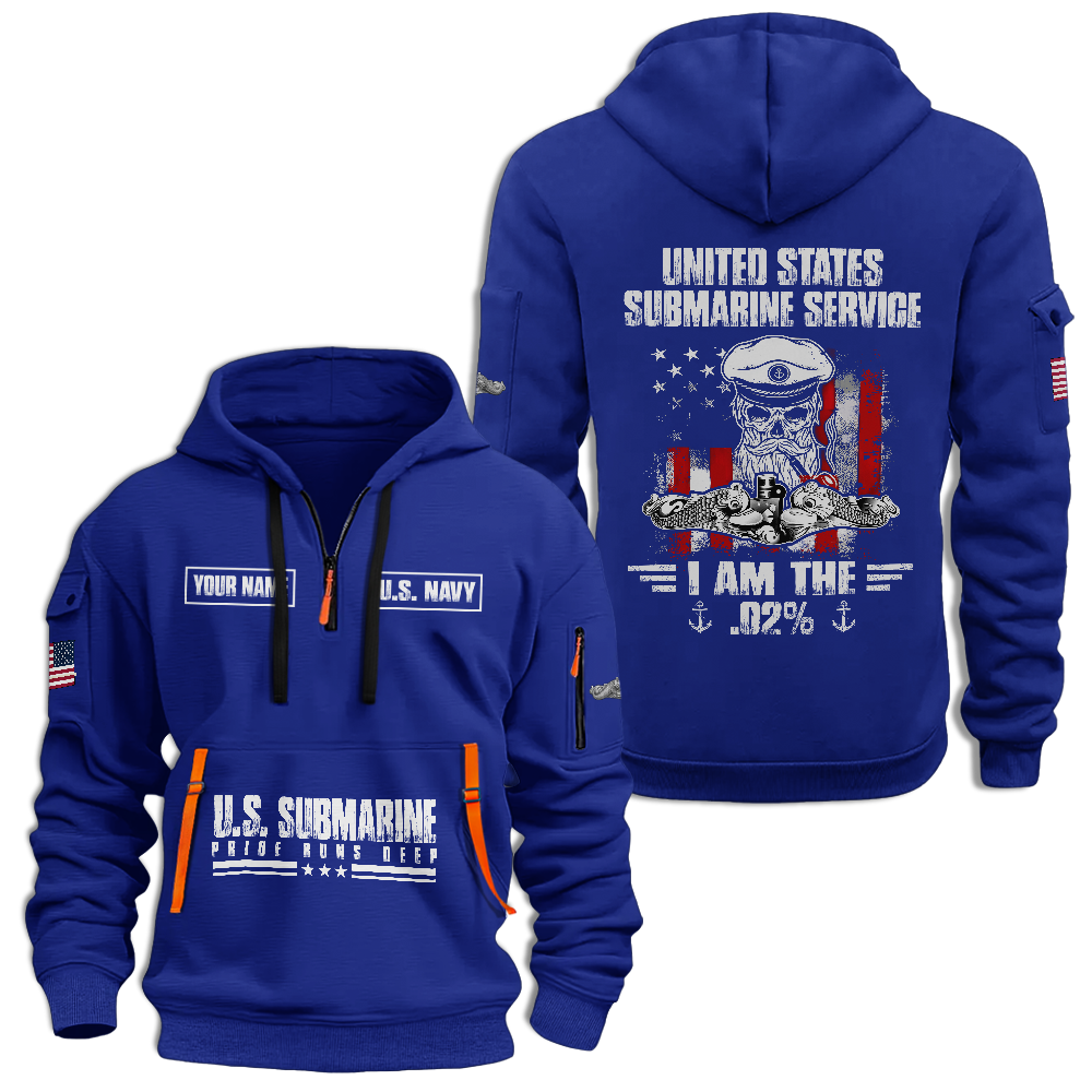 Personalizable Navy Submarine Quarter Zip Hoodie