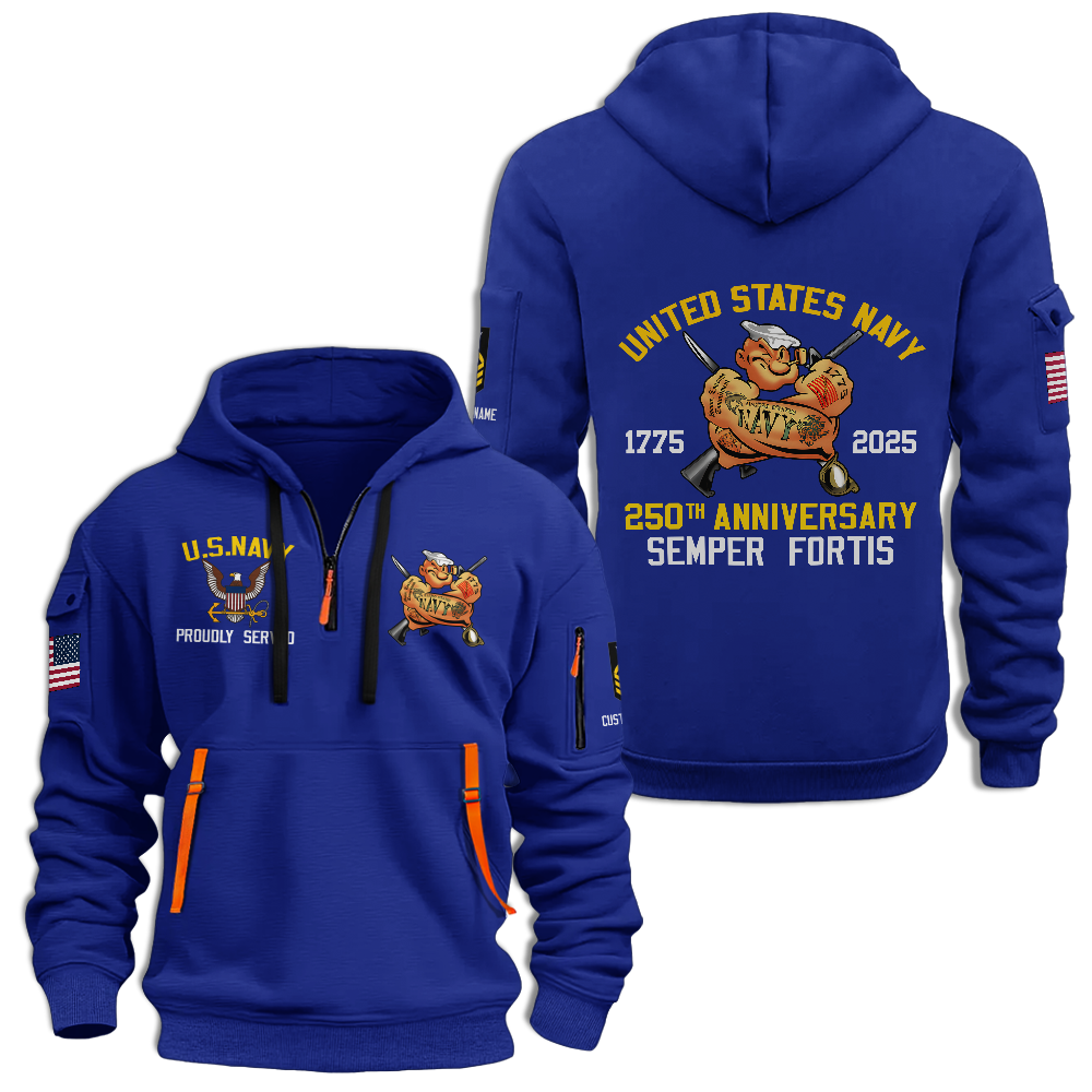 Personalizable Navy 250th Anniversary Quarter Zip Hoodie