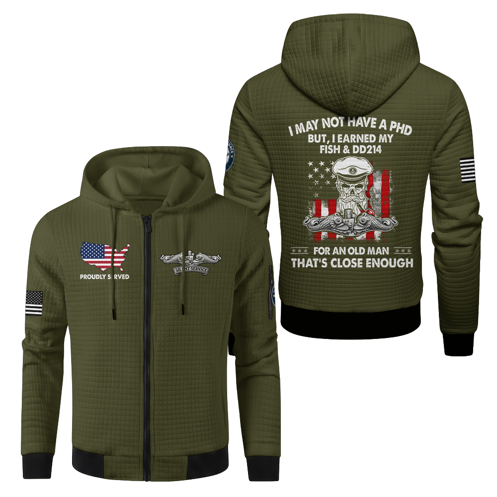 Navy Submarine I Earned My Fish & DD214 Waffle Hooded Jacket