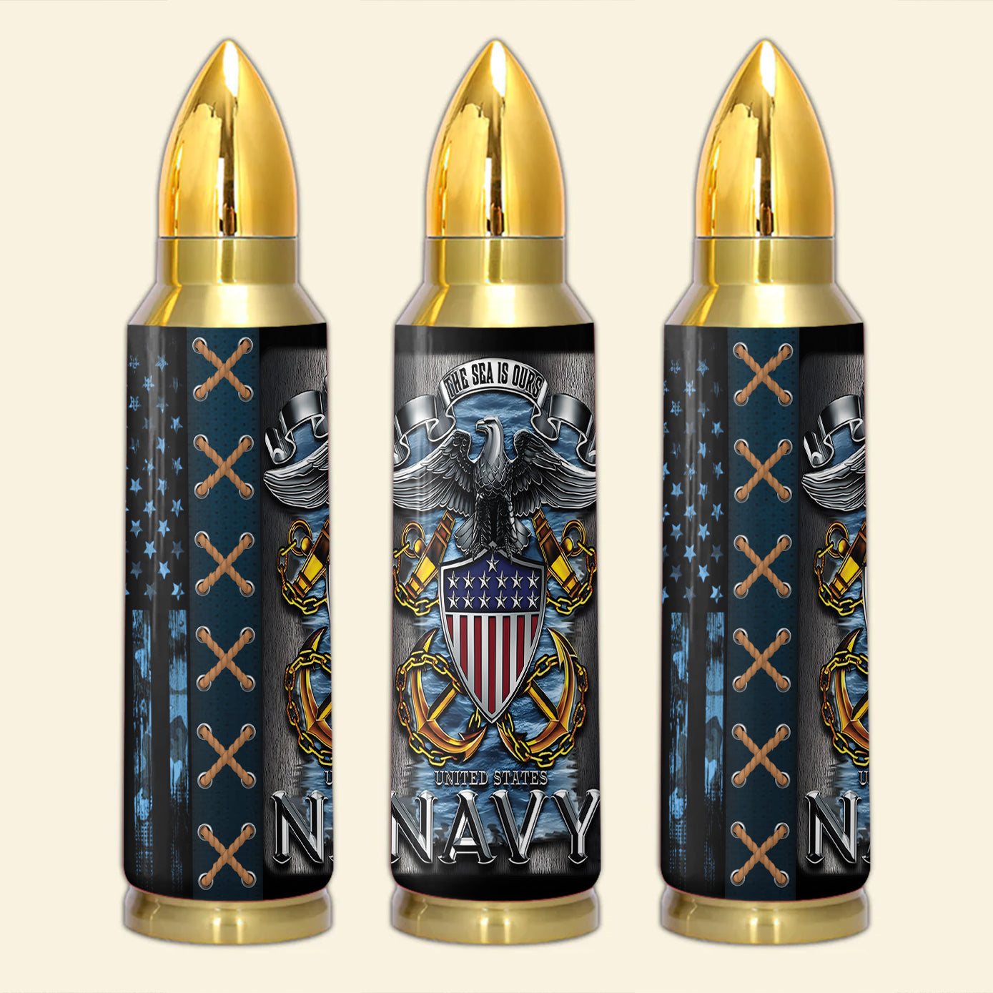 Navy Veteran This Sea Is Ours Bullet Tumbler