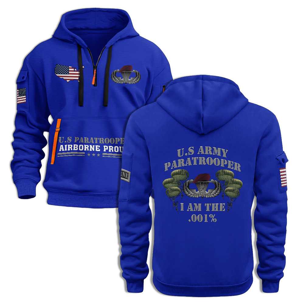 U.S Paratrooper Airborne Proud Quarter Zip Hoodie