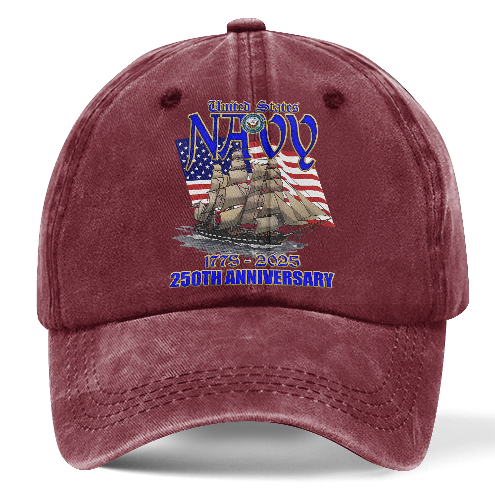 Personalizable Navy 250th Anniversary Washed Cap