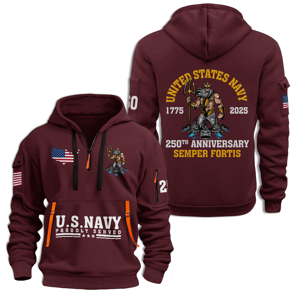 Navy 250th Anniversary Quarter Zip Hoodie