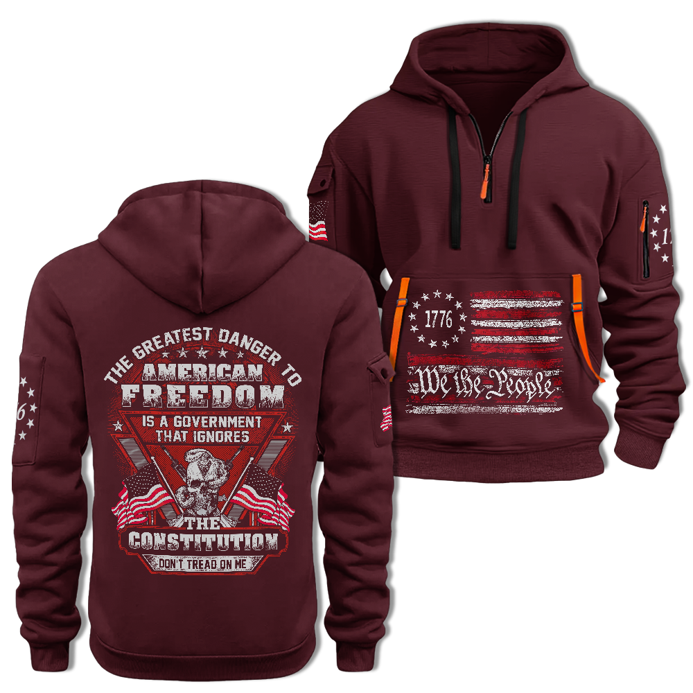 The Greatest Danger To American Freedom Quarter Zip Hoodie